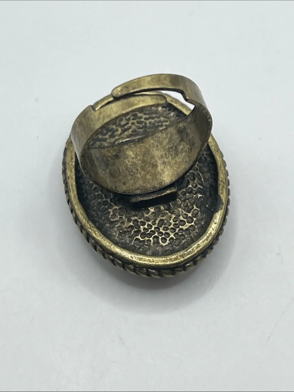 Iridescent Multicolor Oval Statement Ring in Brass-Tone adjustable